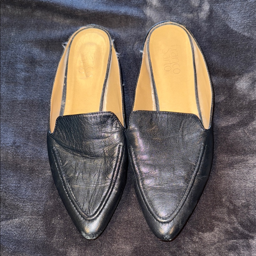 Franco Sarto Black Leather Mules